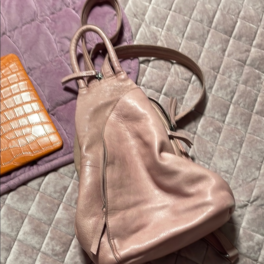Free People We The Free Pink Leather Soho Convertible Swing Backpack Bag